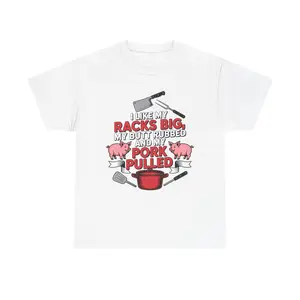 BBQ Pork Pulled Racks Big T-Shirt | BBQ Grill Cooking Pig Illustration