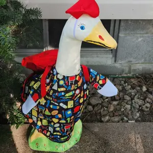 Back to School Porch Goose Outfit with School Bag for 23'' Plastic/Cement Goose Statue First Day of School Yard Goose Outfit Lawn Goose Clothes Goose Costume for Kindergarten Preschool Classroom Management Teachers Gifts Outdoor Yard Garden Porch Decor