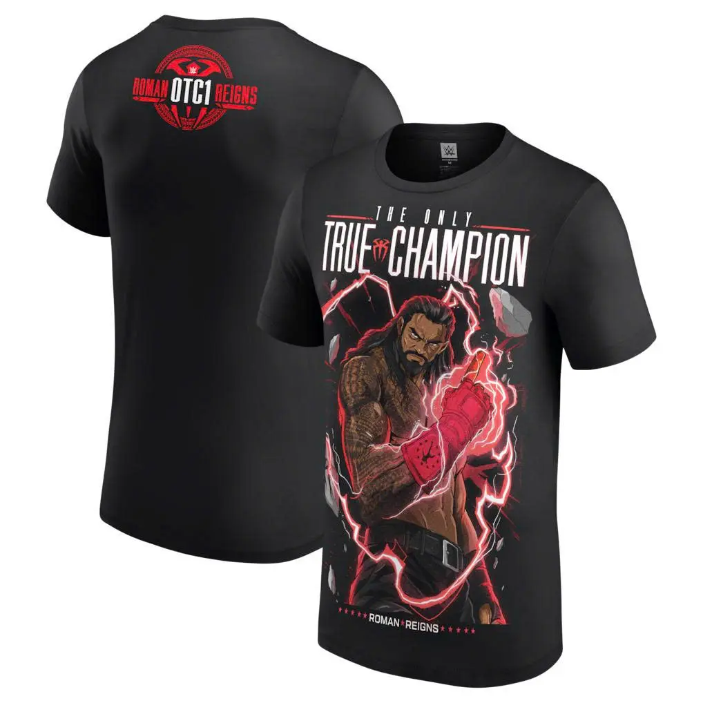 Men's Black Roman Reigns The Only True Champion Cartoon T-Shirt,  Roman Reigns Shirt, Fashion Cotton, Full Colors, Full Sizes, For Men, For Women