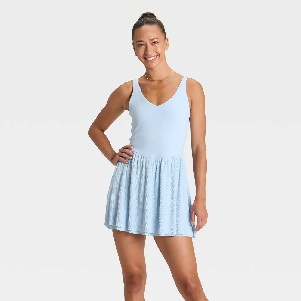 Women's Knit Plisse Sporty Active Wear Dress - All In Motion, Yoga Athletic Style, Knit Workout Option, Sporty Dress