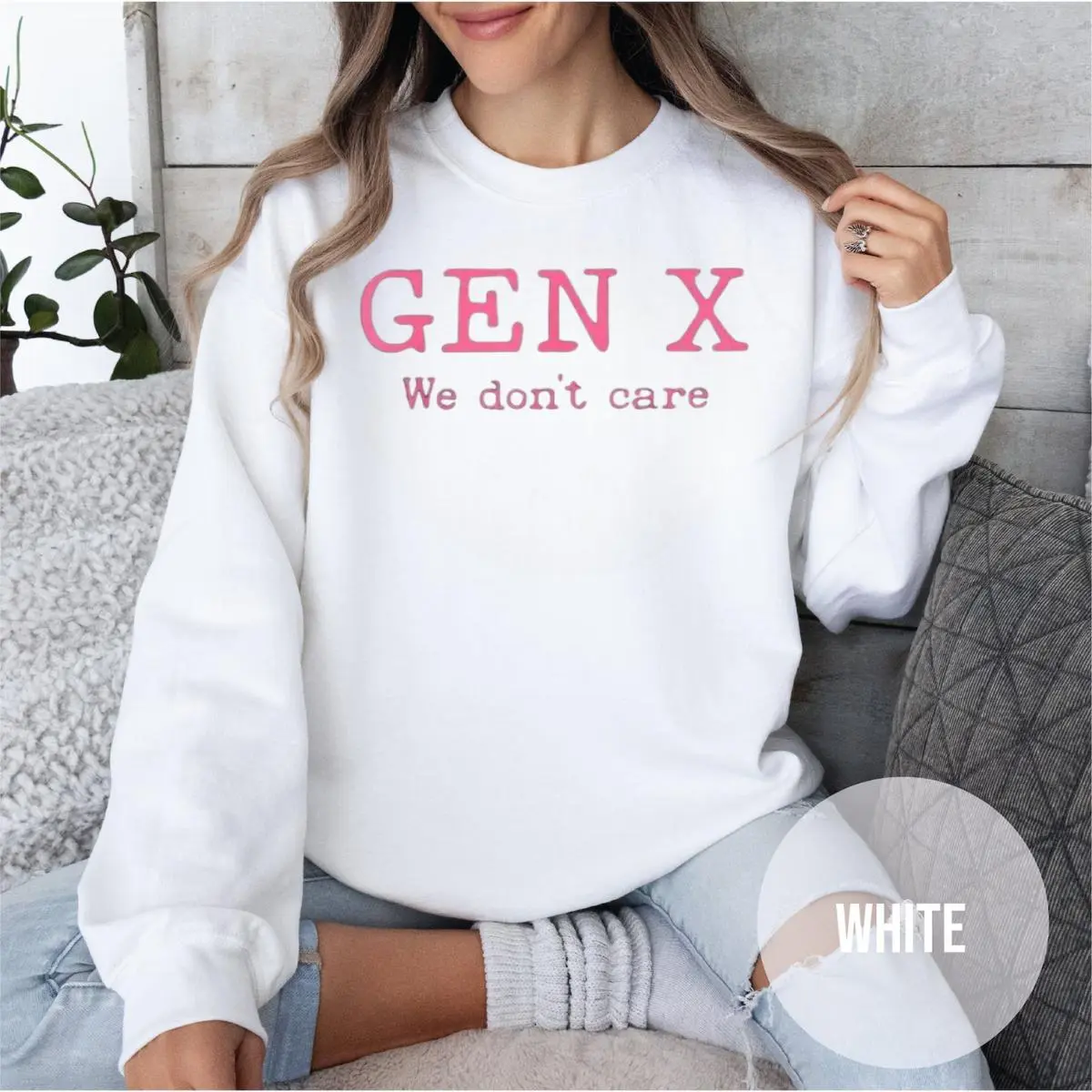 Gen X We Do Not Care Sweatshirt – Casual Cotton Top, Gift for Men & Women, Crewneck Sweatshirt