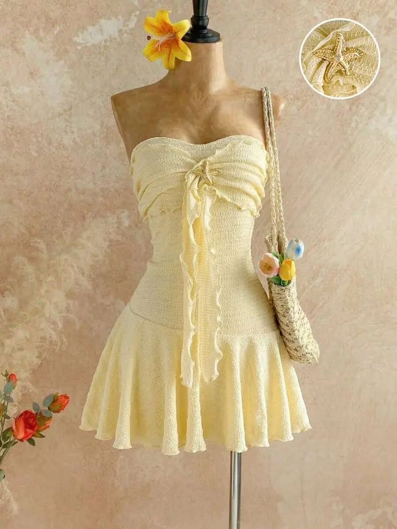 elegant decor cotton dress Classy 100% organic cotton casual flare dress – Fashion8 main image 0