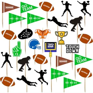 4E's Novelty 96-Pack Football Cupcake Toppers – 12 Styles for Football Parties & Birthday Decor