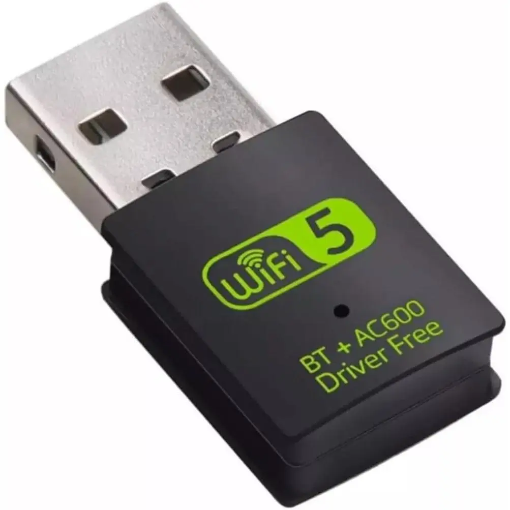 USB WiFi Bluetooth Adapter, 600Mbps Dual Band 2.4/5Ghz Wireless Network External Receiver, Mini WiFi Dongle for PC/Laptop/Desktop Computer Driver Free Green WI-FI