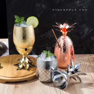 Pineapple Cups Tumbler Wineglass Stylish Drink Drinkware Beverage Tropical