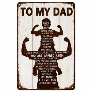 8x12 inch To My   Aluminum Metal Sign, Father's Day/Birthday Gift From Son, Vintage Rustic  Appreciation Plaque, Man Cave Home Decor