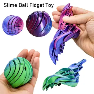 Slime Ball Fidget Toy 3D Printed Twistsphere Fidget Toy Gradient Gear Liquid Flow Ball With Rotating Design Anxiety Relief Toys