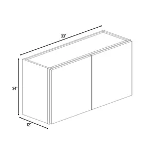 Slim Shaker White - 33 Inch Height Double Door Wall Cabinet - 33" Width x 24" Height x 12" Depth