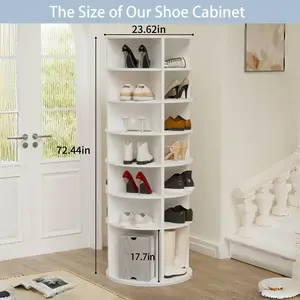 360° Rotating 6/7/8-tier storage rack/shoe rack, suitable for storing 24 to 28 pairs of shoes. This rotating circular shoe rack is ideal for shoe storage in entryways, living rooms, hallways, and other areas.