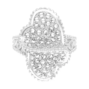 Dallas Prince Sterling Chrome Marcasite Unity Heart Ring
