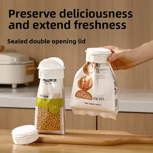 FaSoLa Kitchen Double-Opening Spout Moisture-Proof Sealing Lid for Oatmeal and Flour, Food Preservation Sealing Cover for Bagged Foods