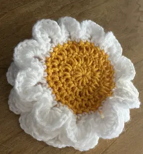Crochet Coaster Set 4 Handcrafted Sunflower Design for Coffee Table Protection & Stylish Home Decor Housewarming Gifts