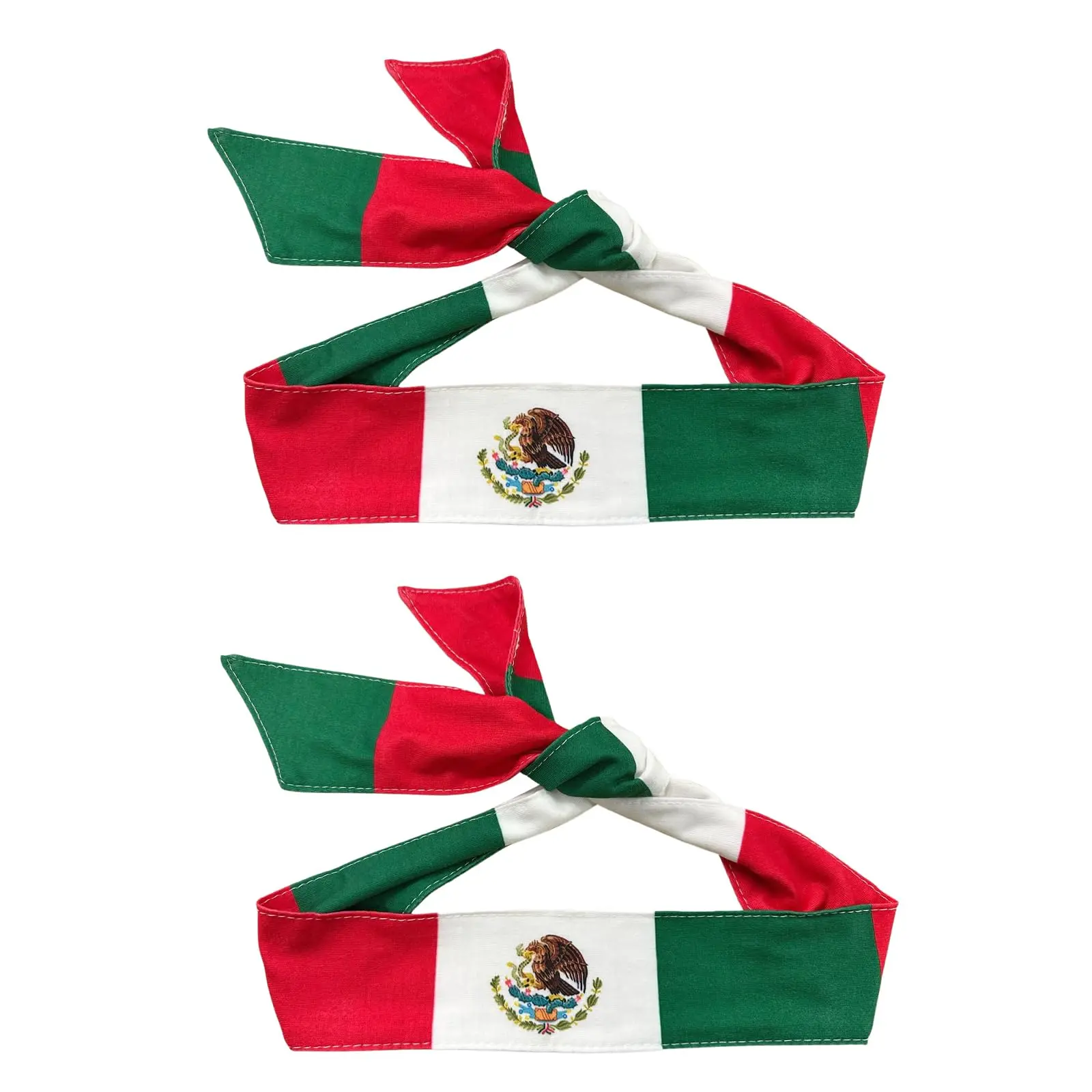 2pcs Mexican Flag Tie Headband National Bandana Country Headbands Bands For Soccer  Tennis Workouts And Costumes