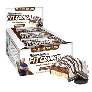 FITCRUNCH Snack Size Protein Bars, World's Only 6-Layer Baked Bar, Milk & Cookies Flavor, 9 Count - Dessert