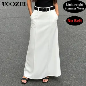 UOOZEE Women's 2026 New Spring Lightweight Summer Wear, Simple Sheer H-Shaped Skirt - Elegant Loose Fit with Pockets, Zip Closure, Comfortable Old Money Style for Daily Outings & Commuting