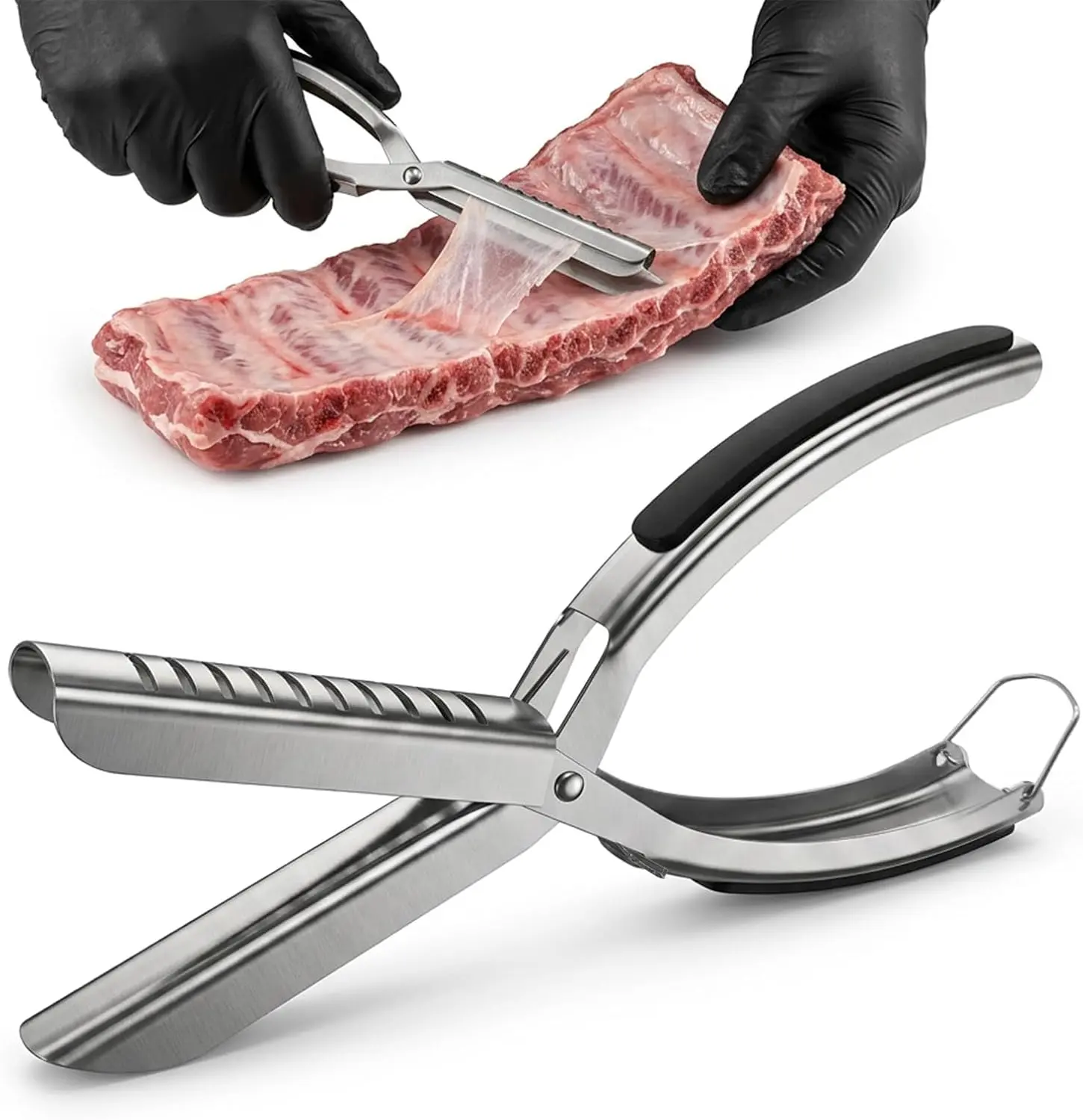 Spring Grill Upgrade Rib Membrane Remover Stainless Steel Tool Kit, BBQ Rib Skinner Tool, Kitchen Grill Rib Prep Tool - Easy Membrane Removal, Rib Prep Tool for BBQ Enthusiast, Chef (1pcs)