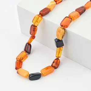 Mixed Amber Beaded Necklace 18 Inches