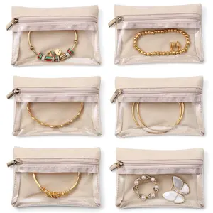 VLANDO Velvet Dustproof Clear Jewelry Pouch with Zipper - 6-33 Pcs Compact Classic Travel Jewelry Organizer for Girls, Home & Travel Storage Bag