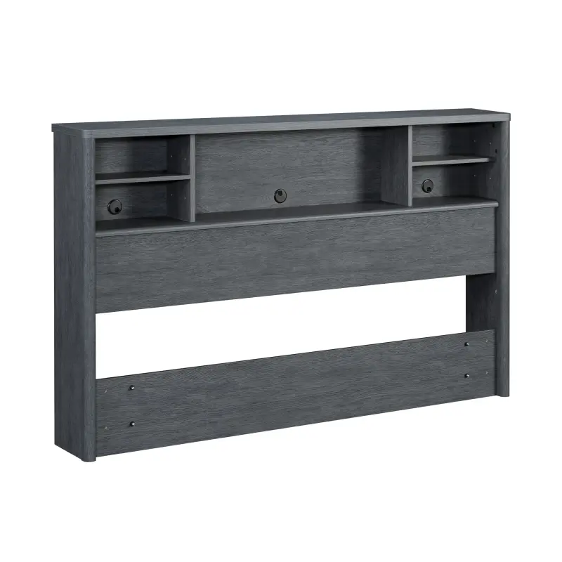 Full/Queen Bookcase Headboard, Denim+Brown finish