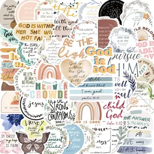 Christian Bible Verse Sticker, 50pcs/set Scripture Inspiring Journaling & Religious Study Decals, Waterproof Self Adhesive Decor Paper, Waterproof Durable Sticker Packs, Adhesive Stickers