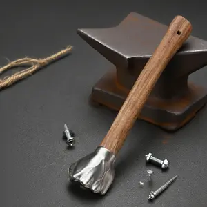 Valentines Gift Ideas - Stainless Steel Fist-Shaped Hammer with Wooden Handle for Home & Outdoor Camping Craft Decorative Tool Perfect for Boyfriends