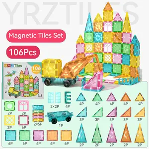 【Ultra Safe & Non-Toxic】106PCS/60PCS/32PCS Premium Magnetic Tiles,Smooth Edge Magnet Building Blocks,BPA-Free & Lead-Free,Safe Educational STEM Toy for Toddlers,Kid-Friendly Durable Construction Toy,Children's Day Gift for 3+ tiktokshopspringglowup