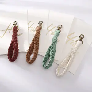 Macrame Flat Braided Wristlet Keychain