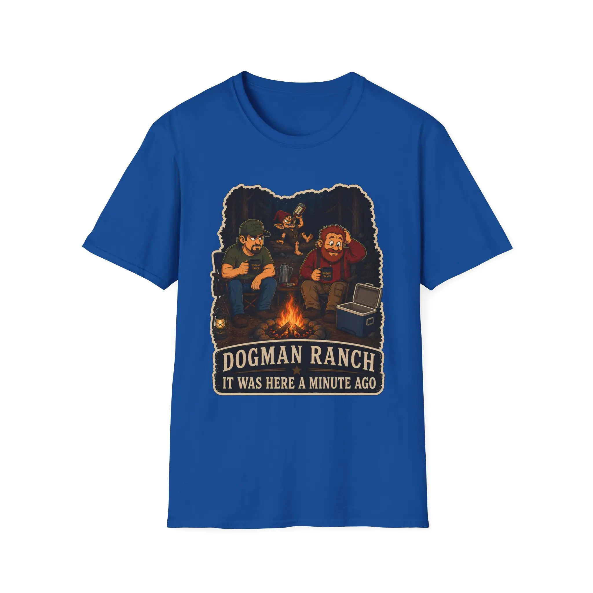 Dogman Ranch campfire scene T-Shirt | It Was Here a Minute Ago design