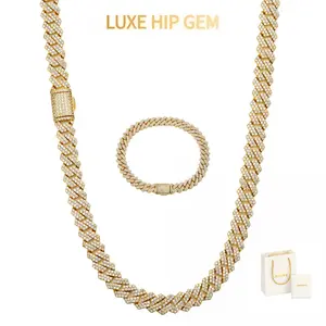 8mm Full Diamond Iced Out 14K Gold Plated Cuban Chain Bracelet - Hip Hop Miami Style Chunky Bling Jewelry with Box Clasp