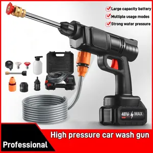 Cordless High-Pressure Washer Gun 48V MAX Heavy-Duty Lithium-Powered All-in-One Tool for Cleaning Watering & Spraying with Large Capacity Battery