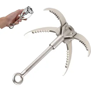 Grappling Hook Stainless Steel Gravity Claw Carabiner 771 881 LBS Load Capacity for Outdoor Survival Retrieval Climbing Fishing Aquatic Anchor Hook