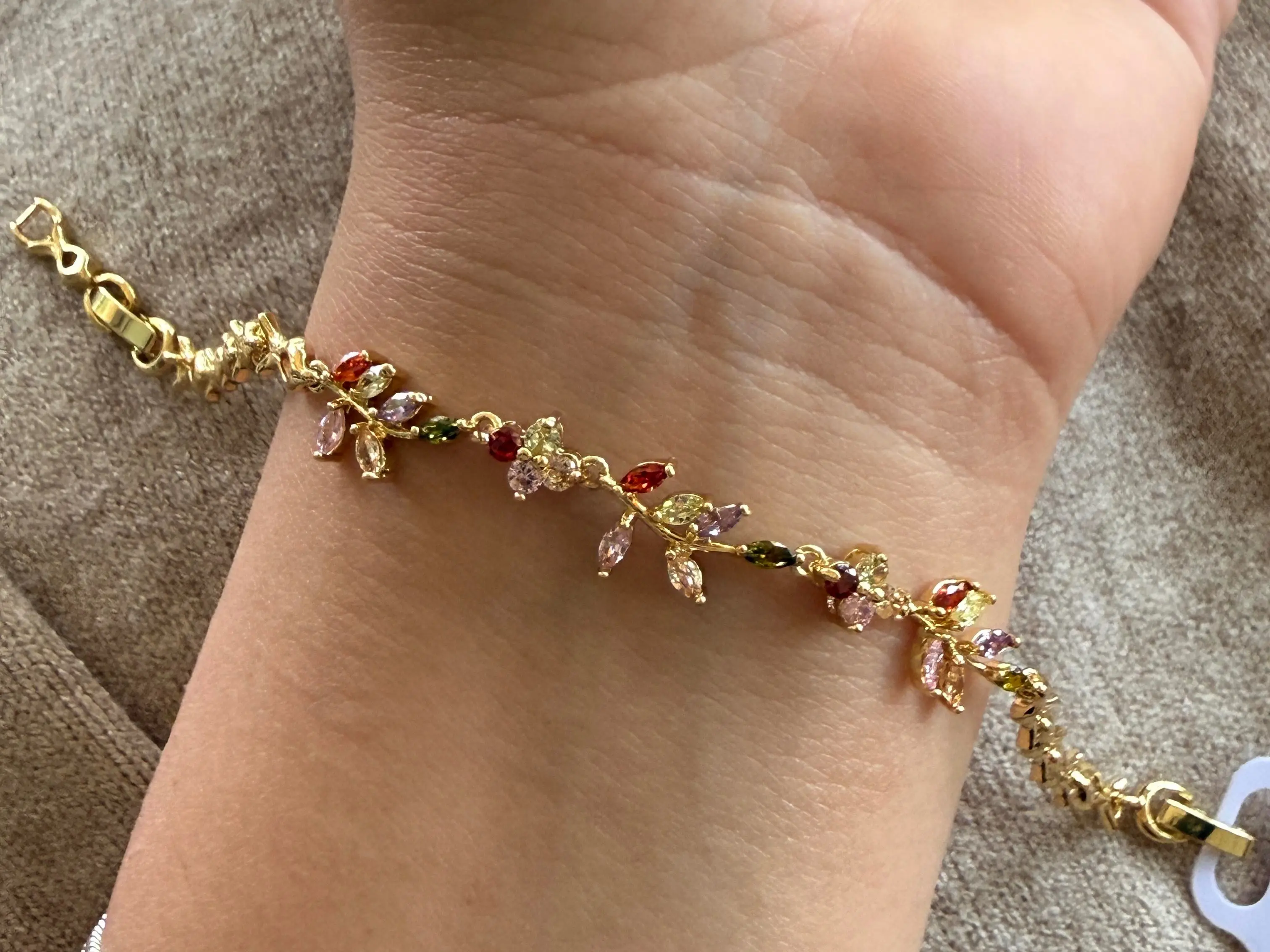 Gold Plated Multicolor Floral Vine Bracelet