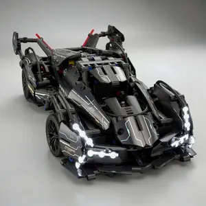 Matte Black Cyberpunk Racer RC Building Kit, 1:14 Scale Advanced Technic Model with V12 Engine, Independent Suspension, Full LED Lighting, & Sound, Ideal Father's Day Gift for Car Enthusiasts