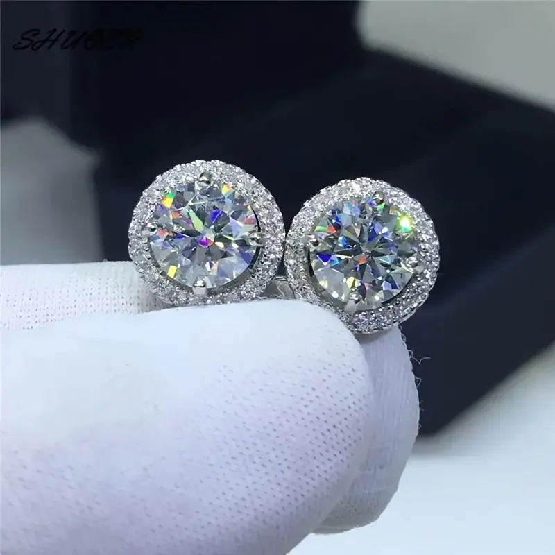 Synthetic Moissanite Stud Earrings Jewelry - Lab-Created Moissanite Personalized Fashion Earrings for Men, Men's Accessories with Ear Hook & Ear Clip Options, Ideal for Christmas & Valentine's Day Gifts summerwins, Lab Grown Earrings
