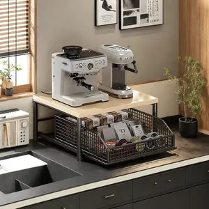 Countertop Microwave Rack, kitchen countertop organizer for microwave and coffee storage, Coffee Bar Storage, used for daily home organization, small kitchen layouts, and functional countertop arrangement