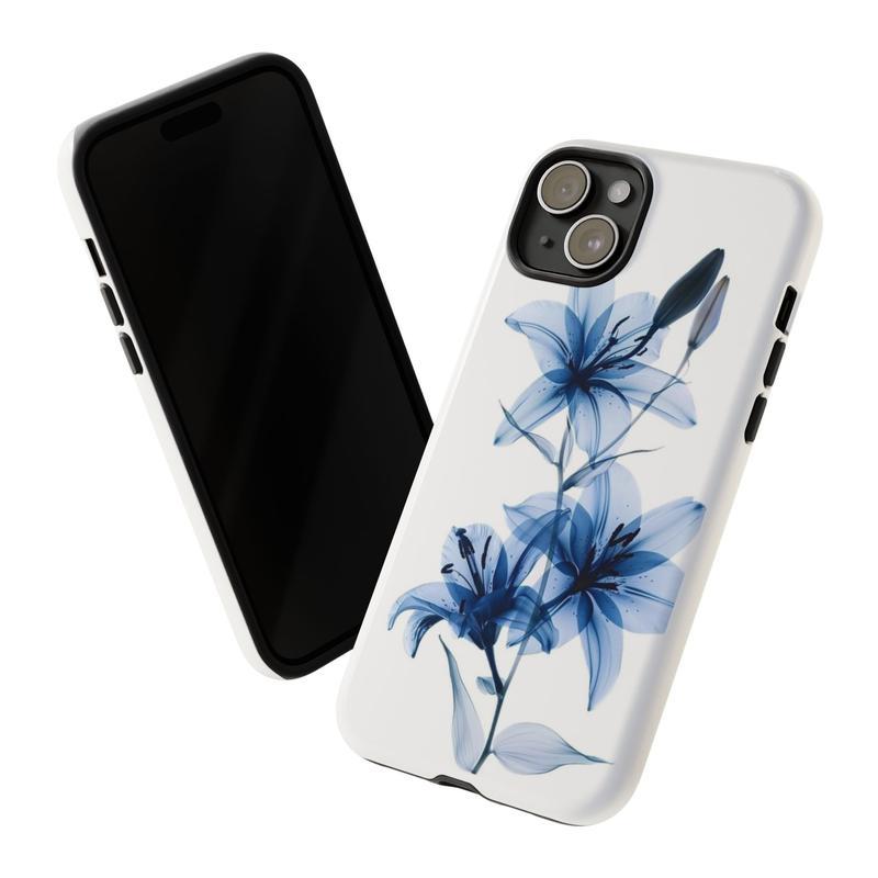 Transparent Blue Tiger Lily Phone Case, Navy Tiger Lily, Trendy, Iphone, Phone Case for iPhone 17 16 15 14 13 12 11