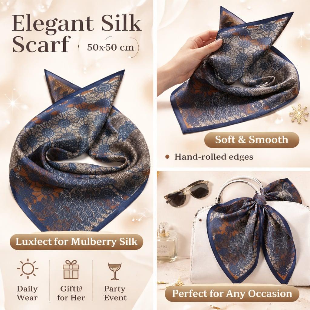 100% Mulberry Silk Genuine Silk bandana scarf Casual Workwear head scarf Japanese Retro Printed Square trending now Scarf Ameicaji Artsy Waist Scarf Versatile Chic Pocket Square easy style