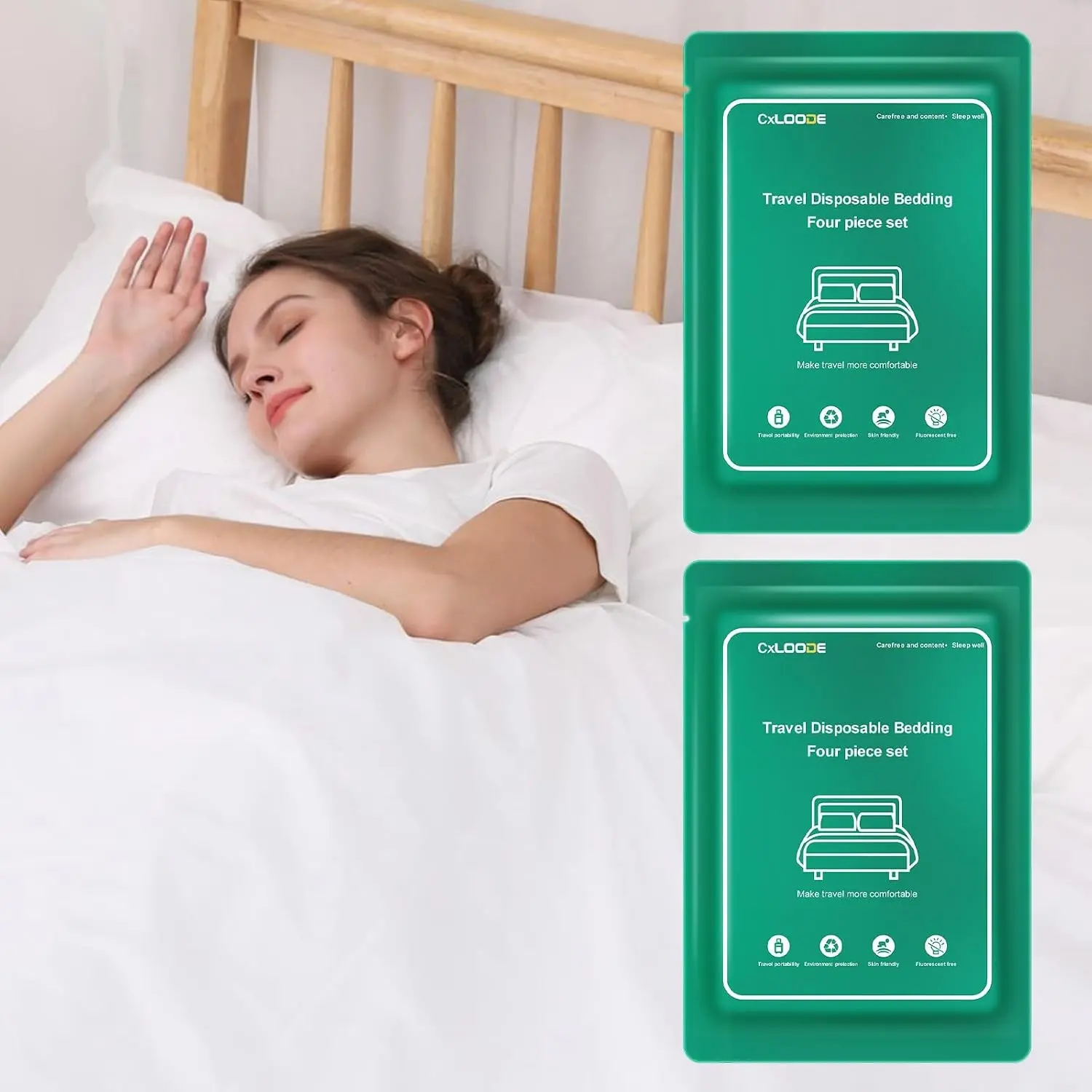 2 Pack Disposable Bed Sheet Disposable Sheet for Travel, 4 Pcs Set