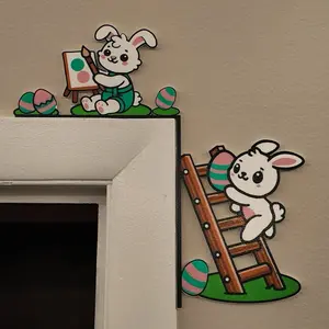 Easter Bunny Door Trim Decoration with Ladder and Eggs