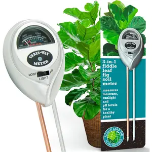 Fiddle Leaf Fig 3-in-1 Soil Moisture Meter for Plants – Best Indoor Plant Water Meter for Potted Houseplants - Light & Moisture Sensor Probe for Optimal Growth