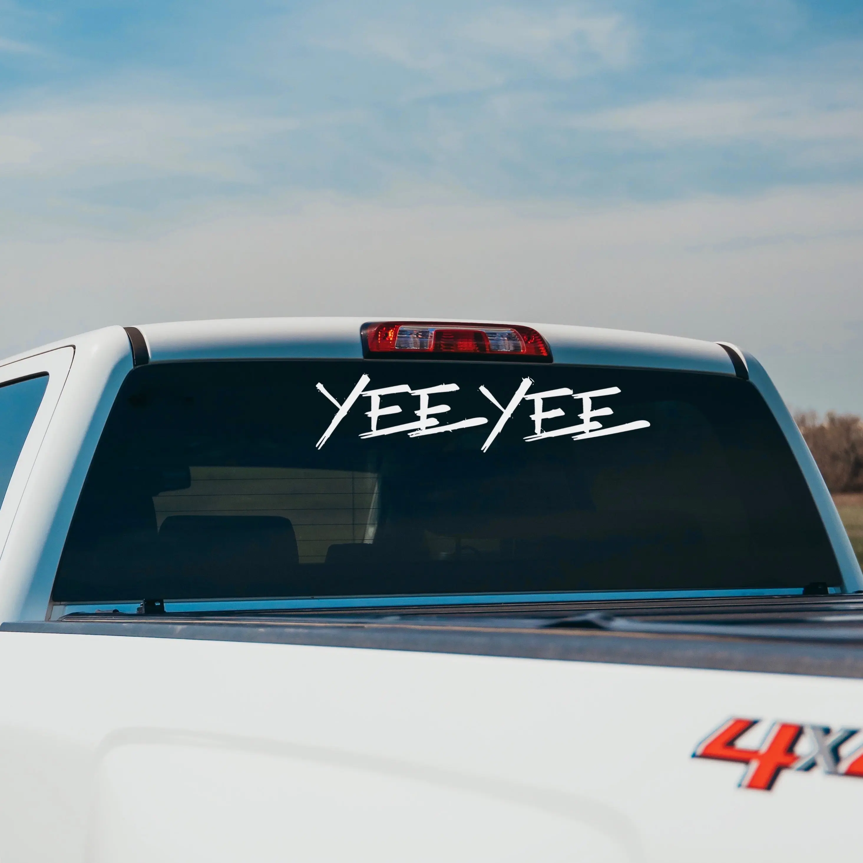 White Yee Yee windshield decal (36")