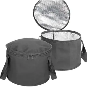 2 Pack Round Casserole Carrier Insulated Bags, Pie Tray, Insulated For Cold, 12.5 In Pie Carriers For Transport (Black)