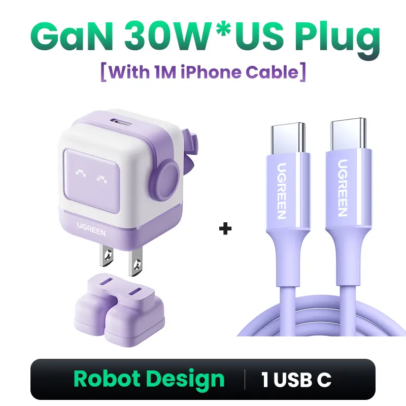 30W Robot Charger+60W Cable-Purple