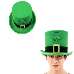 St. Patrick's Day green hat, Irish shamrock tall hat, performance style Irish top hat, Party Supplies