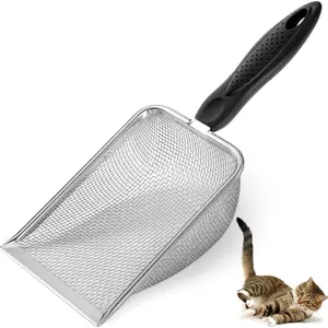 Sturdy Build Cat Litter Scoop Cleaner Corner Spade, Stainless Steel Material Mesh Design Cat Litter Shovel, Easy To Clean Reptile Litter Type Trash Beach Spade