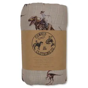 Cowboy Dino Bamboo Muslin/Waffle Blanket