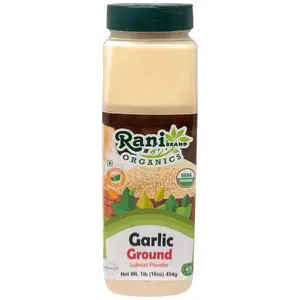 Rani Organic Ground Garlic (Lahsun Powder) 16oz (1lb) 454g PET Jar ~ All Natural | Gluten Friendly | Vegan | NON-GMO | Kosher | No Salt or fillers | Indian Origin | USDA Certified Organic
