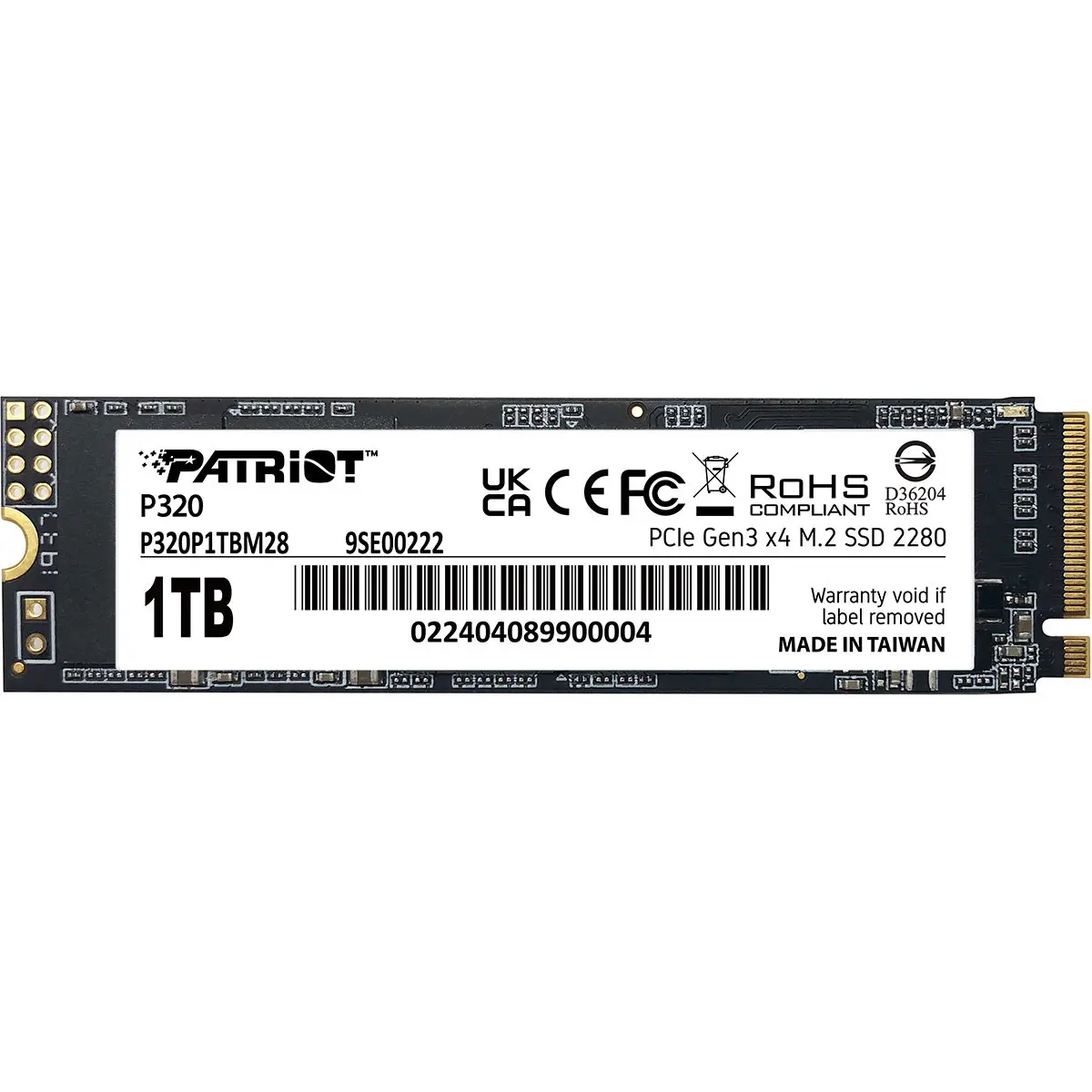 Patriot P320 1TB M.2 2280 PCIE Gen3 x4 SSD. The P320 is Patriots next generation of high-tier PCIe gen 3x4 NVMe SSD to hit the market, offering much higher transfer speeds and IOPs than standard PCIe 3x2 solutions. The compact m.2 form factor is designed