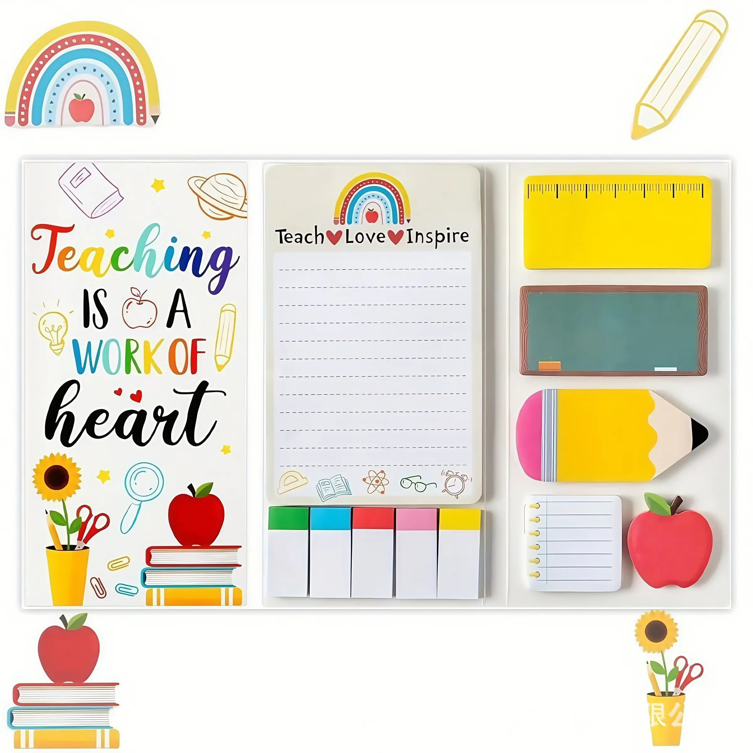 Teacher Appreciation Sticky Notes Set, Blackboard Self-Adhesive Memo Pads for Writing and Reminders, Perfect Classroom Stationery Gift, Office Supplies