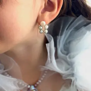MerMadeGems Blue Runner Pearl Earrings metal free hypoallergenic